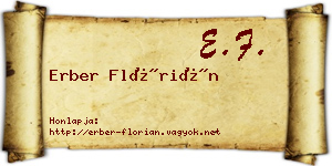 Erber Flórián névjegykártya